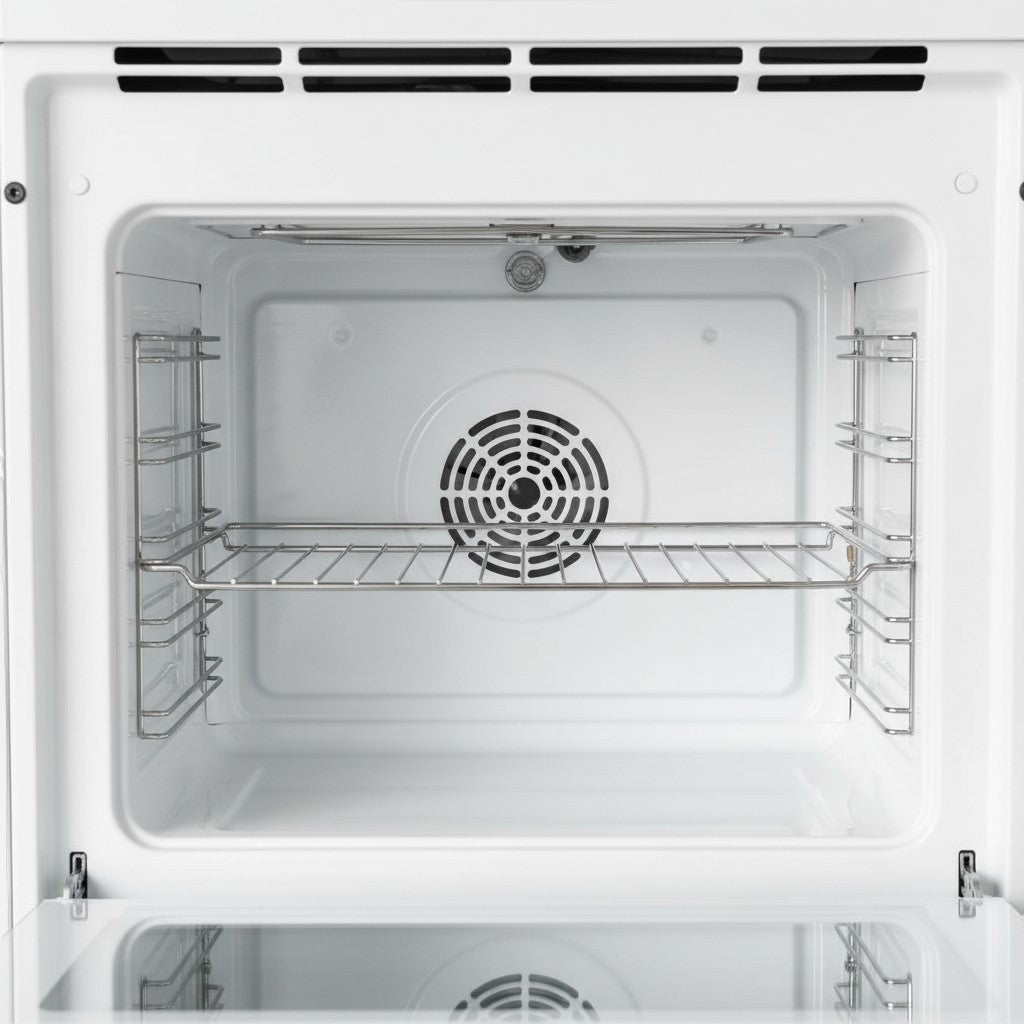 Lumicook non-stick oven liner mat placed on the bottom of a clean white oven interior