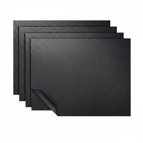 Lumicook set of three black non-stick oven liners with a textured surface for easy cleaning and heat protection.